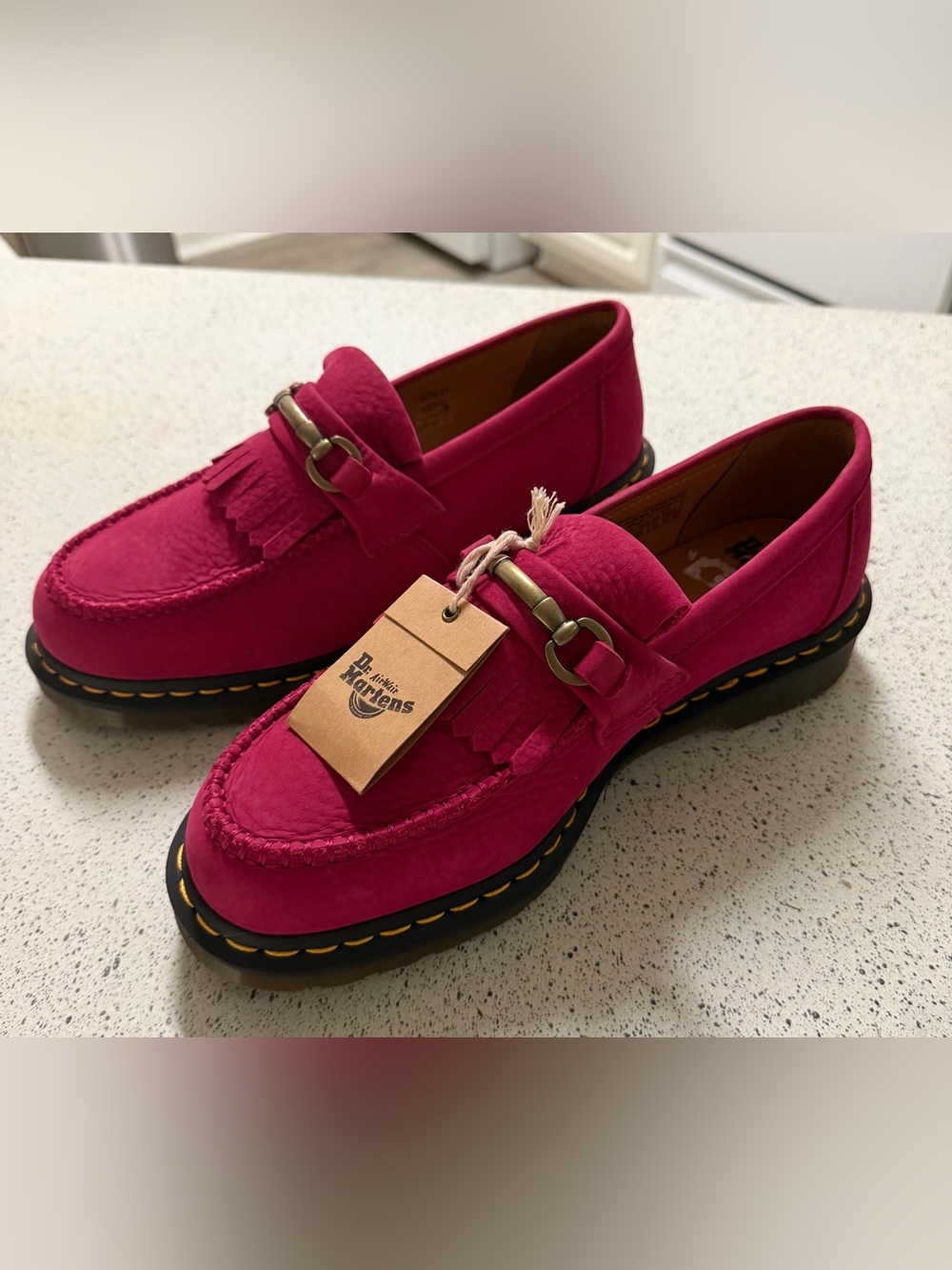 Dr Martens Adrian Snaffle Fuchsia Pink Suede Loafers Size 11 /12W Rare NWT